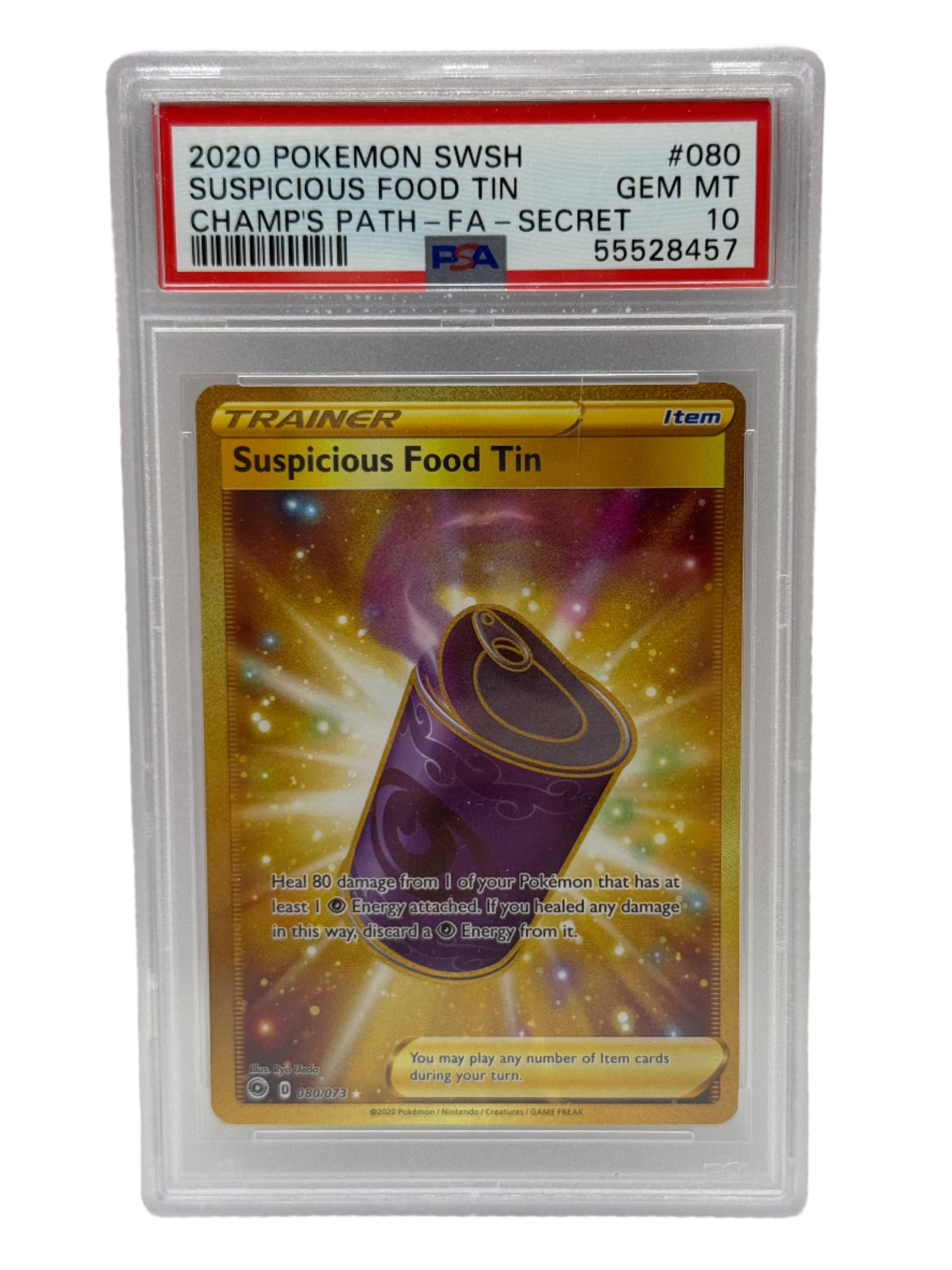 2020 Pokémon Champion's Path Suspicious Food Tin Gold Secre Rare 080/073 PSA 10 GEM MINT