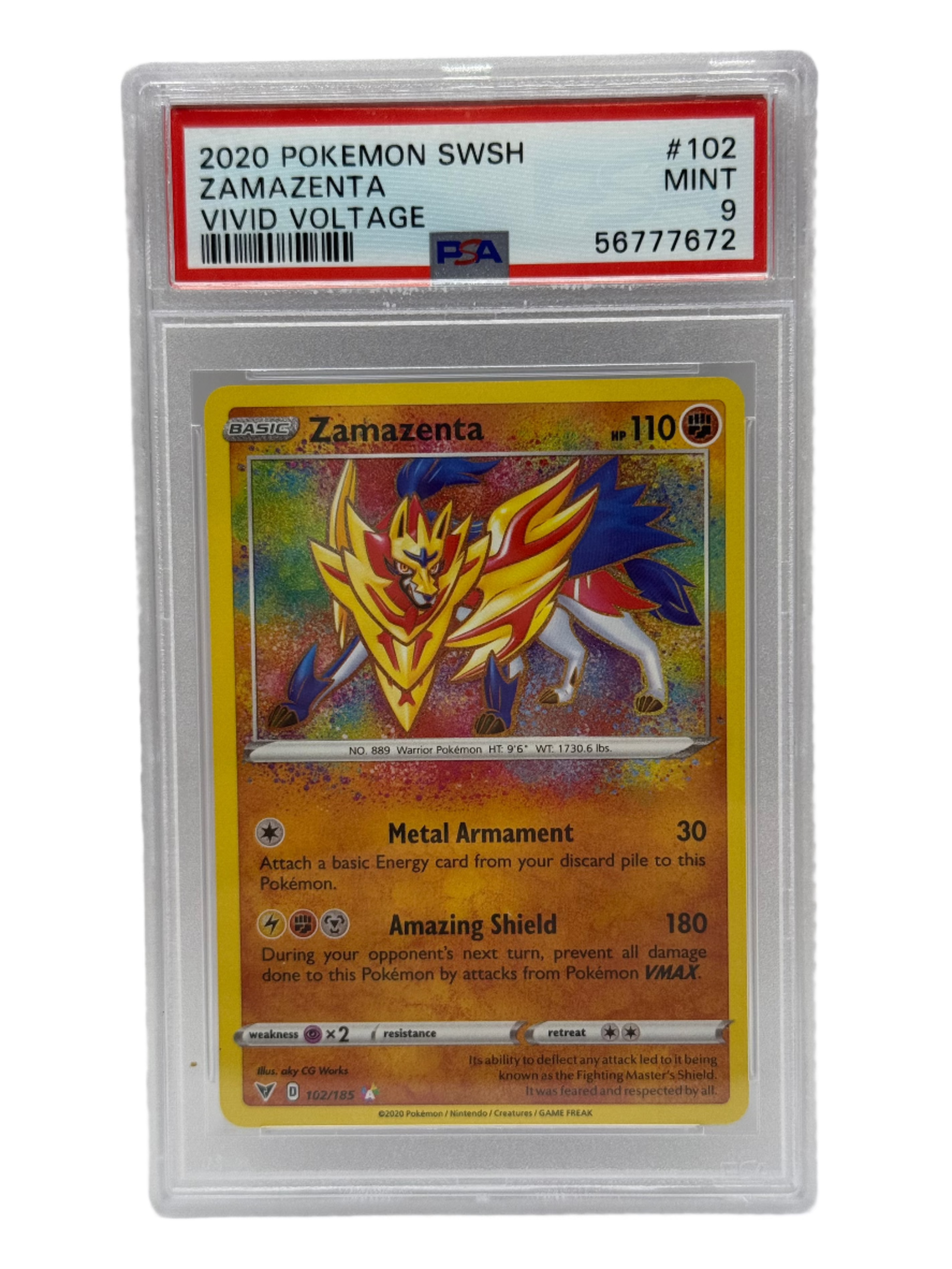 2020 Pokémon Vivid Voltage Zamazenta Amazing Rare 102/185 PSA 9 MINT