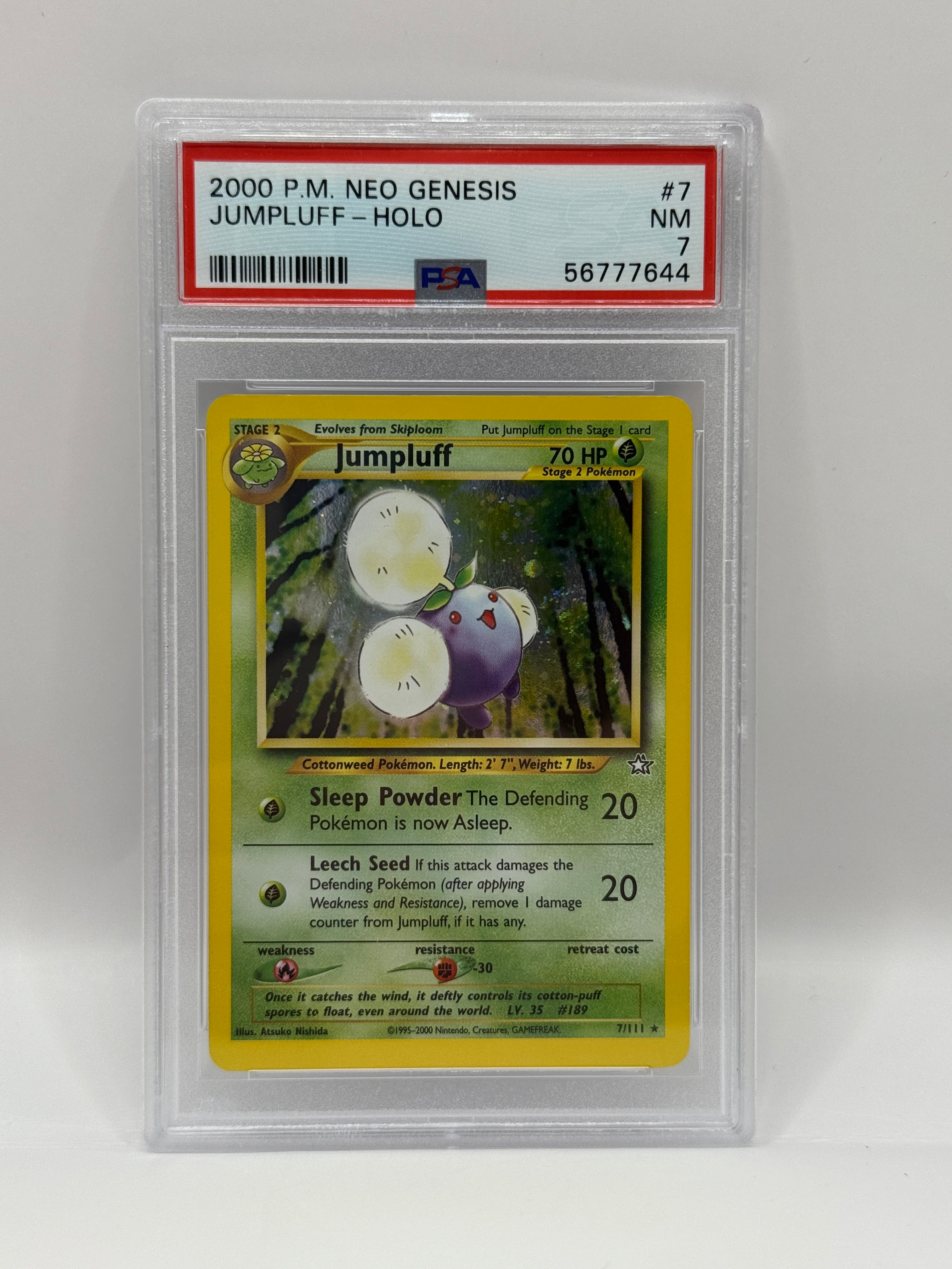 2000 Pokémon Neo Genesis Jumpluff Holo 7/111 PSA 7 NEAR MINT