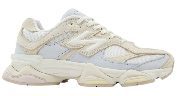 Beige and white sneaker on a white background
