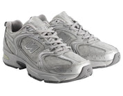 Pair of gray sneakers on a white background