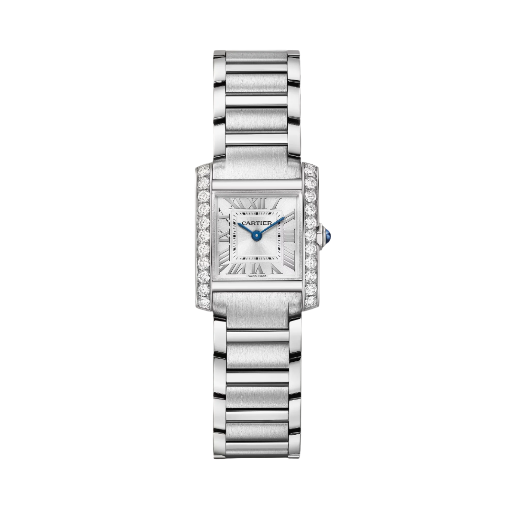 Cartier Tank Française Watch, Small Model, Quartz Movement, Steel, Diamonds
