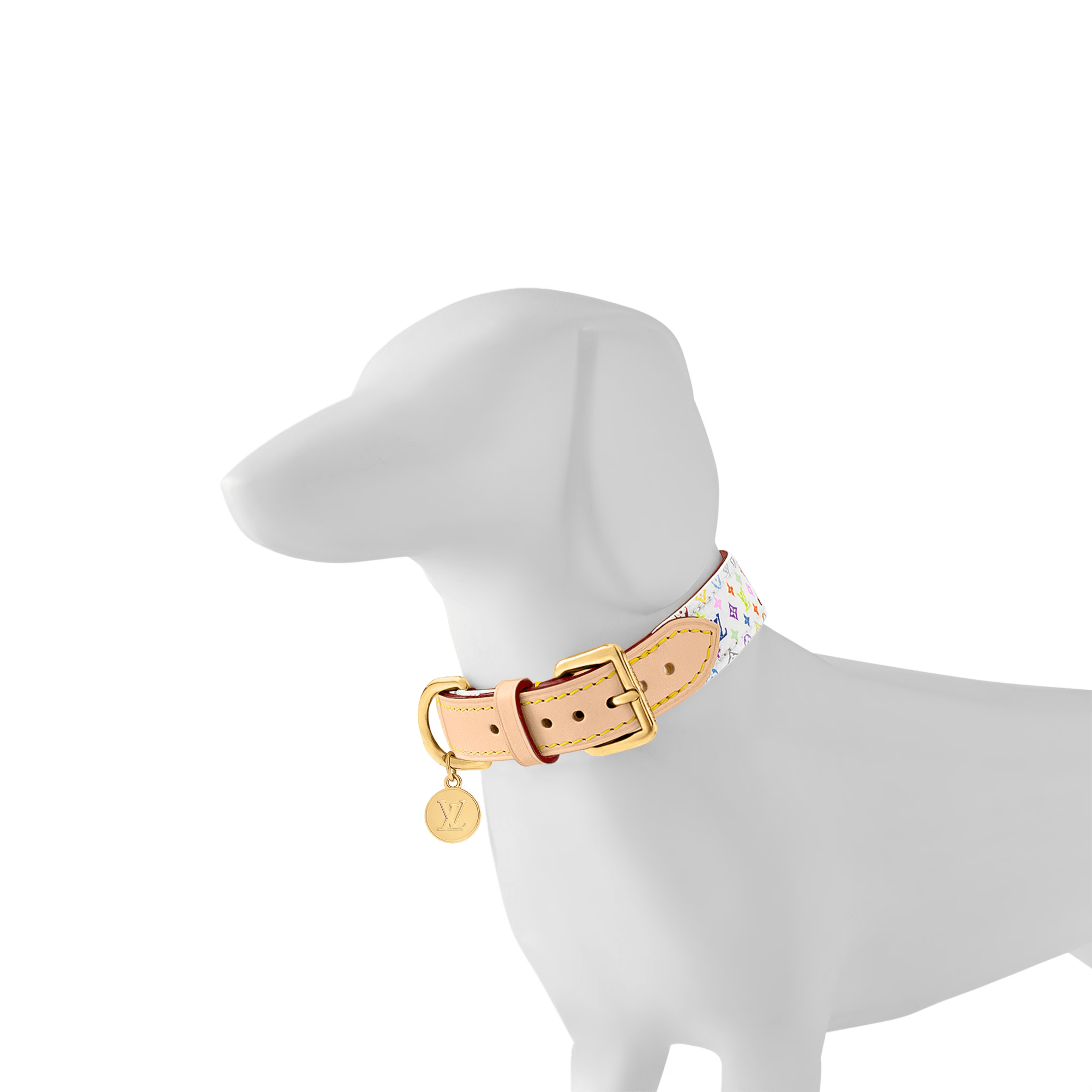 Louis Vuitton x Takashi Murakami Monogram Multicolor Dog Collar PM White Multicolored