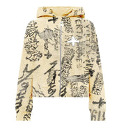 Vertabrae VERT Ivory Graffit Zip Up Hoodie - Supra Sneakers