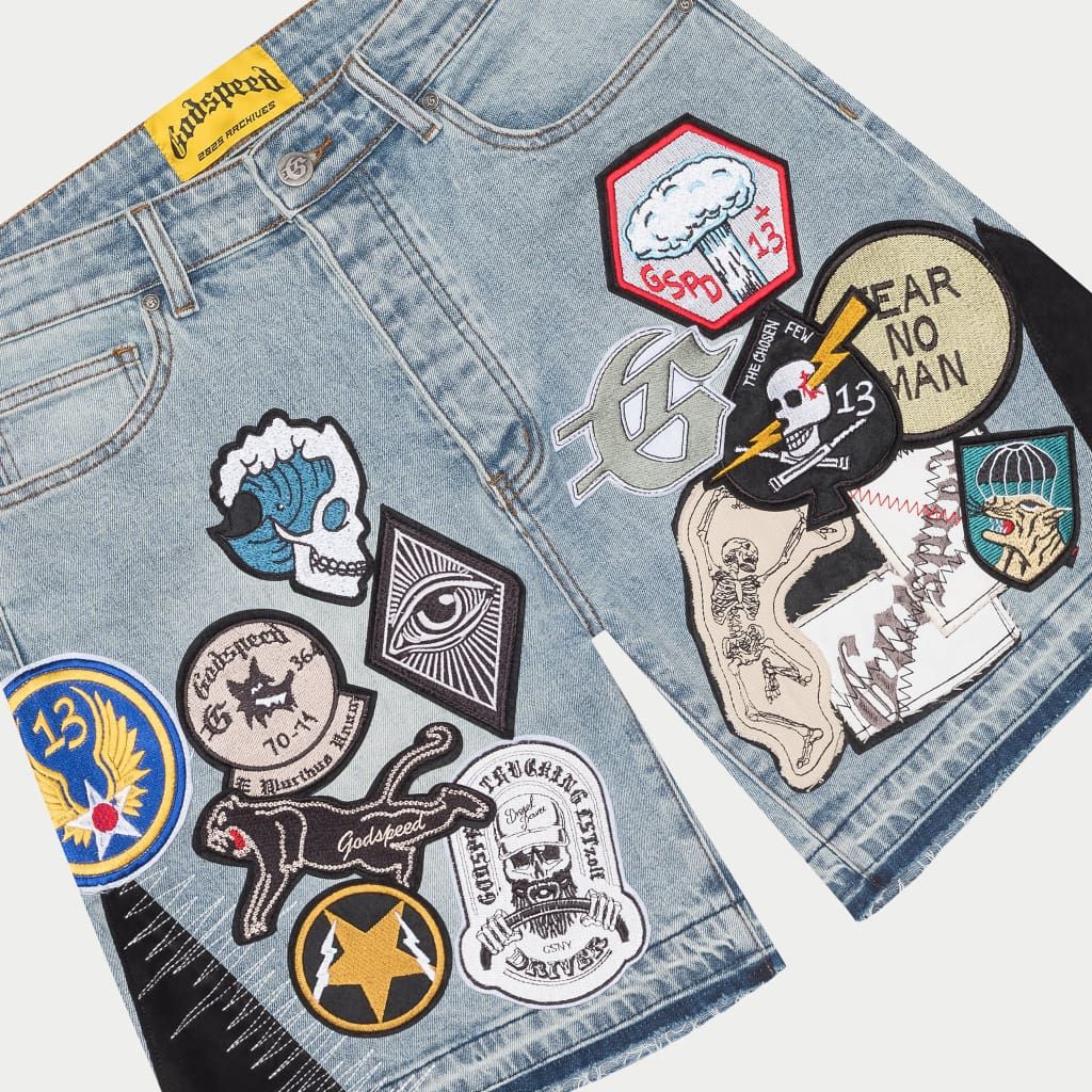 Godspeed Patchwork Denim Shorts V2 Blue