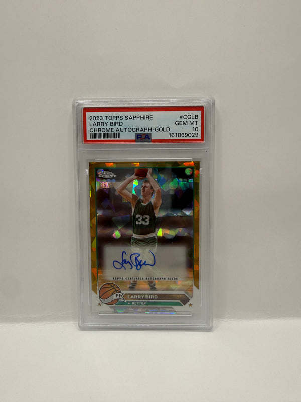 2023 Topps Chrome Sapphire Larry Bird Autograph Gold Refractor /50 PSA 10 GEM MINT