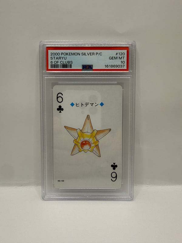 2000 Pokémon Silver Playing Cards Staryu 6 of Clubs #120 PSA 10 GEM MINT