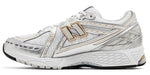 White running shoe with gold accents on a white background - Image 3