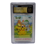 1998 Bandai Sealdass Fancy Graffiti #02 — Pikachu, Charmander, Bulbasaur and Squirtle — CGC 10 Pristine slab, front - Image 1