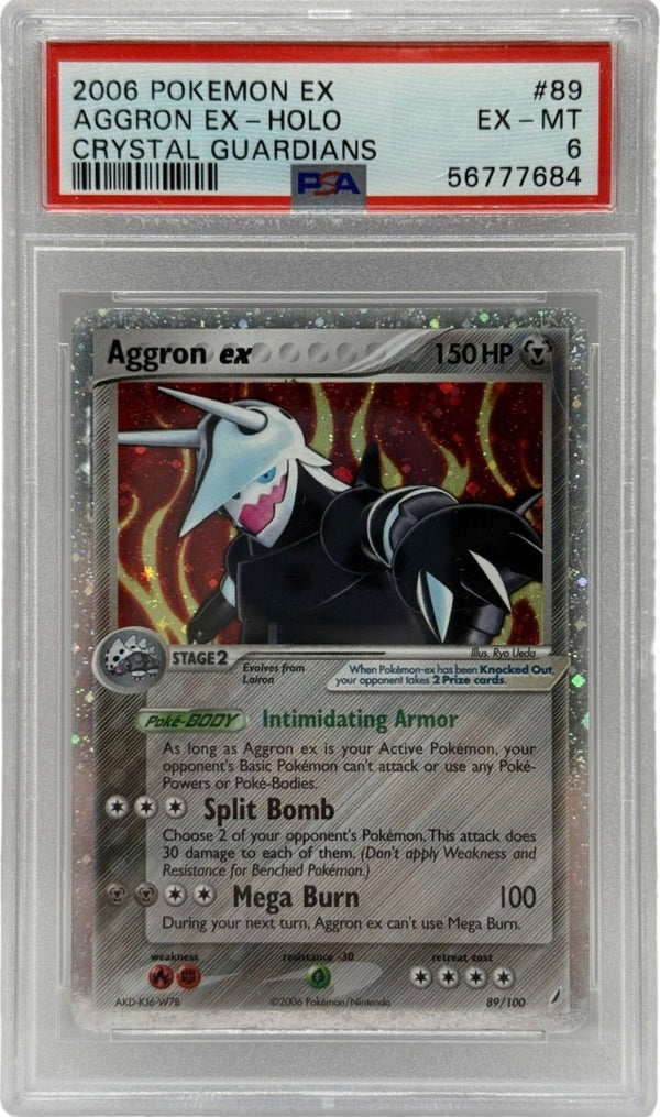 2006 Pokémon Crystal Guardians Aggron Ex Holo 89/100 PSA 6 EX-MT