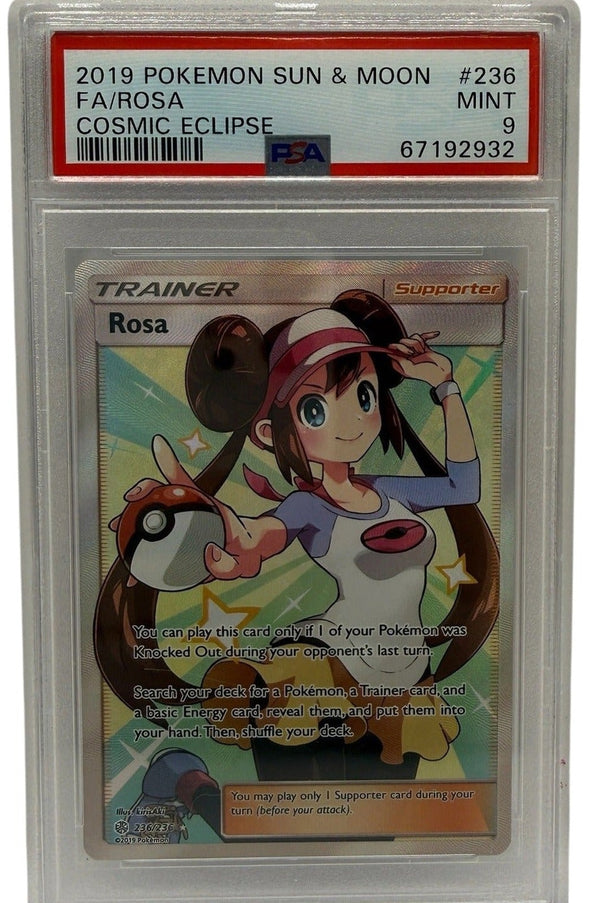 2019 Pokémon Sun & Moon Cosmic Eclipse Rosa Full Art #236 PSA 9 MINT — photo 1