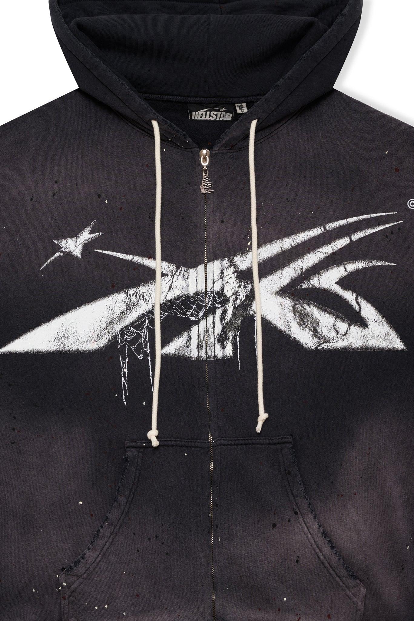 Hellstar Spiderweb Sport Logo Zip-Up Hoodie Black