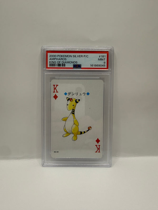 2000 Pokémon Silver Playing Cards Ampharos King of Diamonds #181 PSA 9 MINT