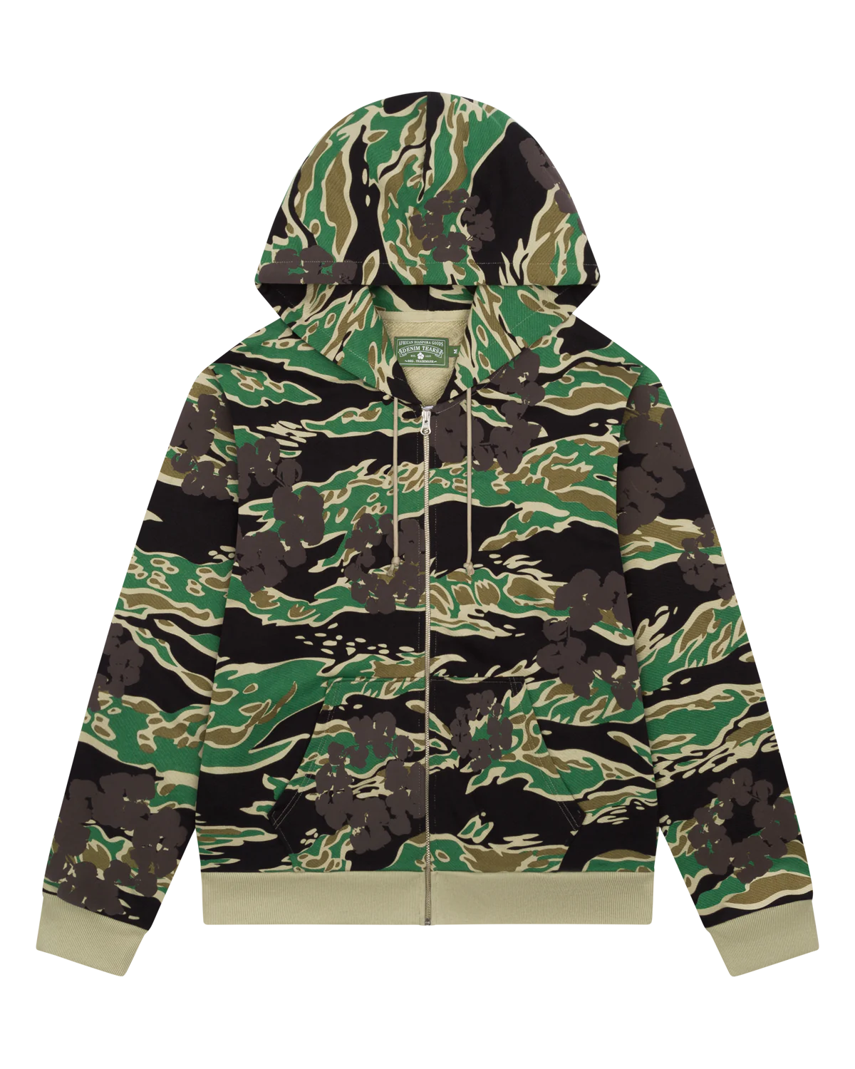 Denim Tears Green Tiger Camo Cotton Wreath Zip Hoodie