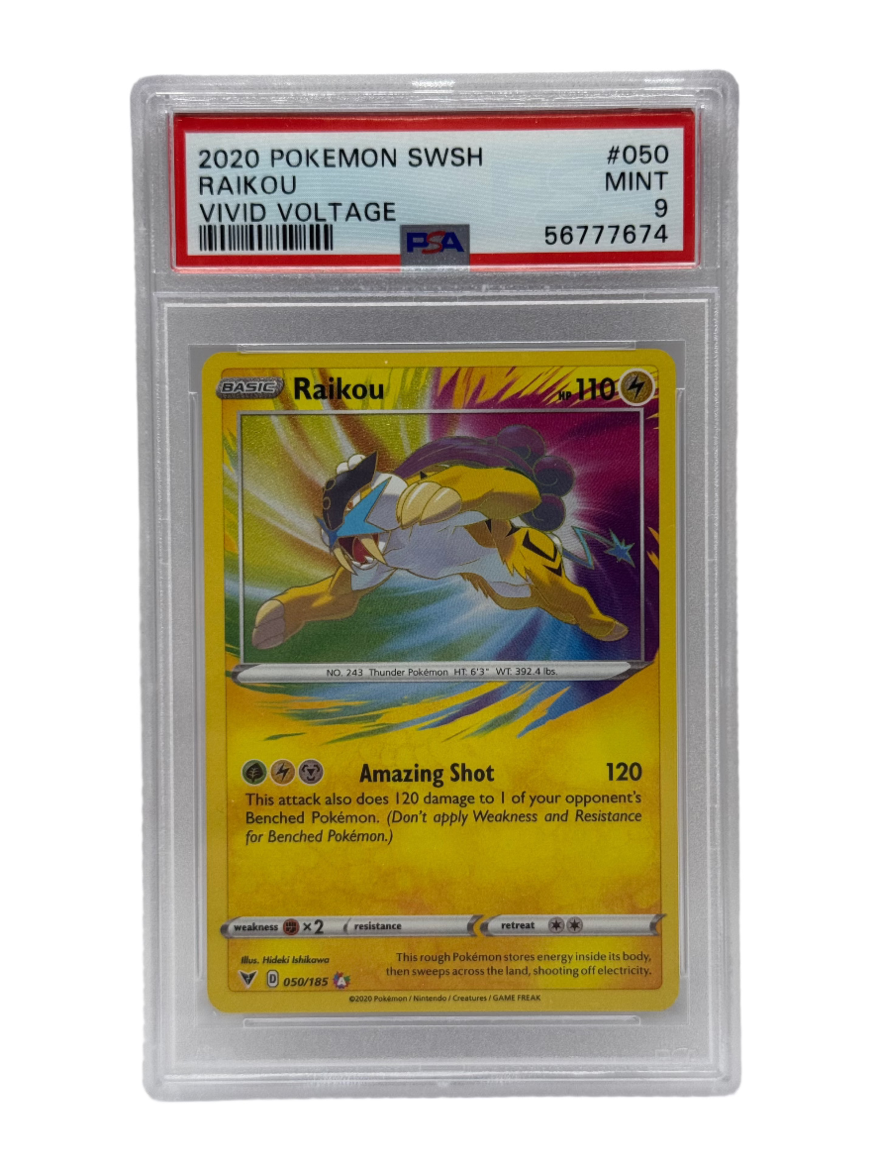 2020 Pokémon Vivid Voltage Raikou Amazing Rare 050/185 PSA 9 MINT