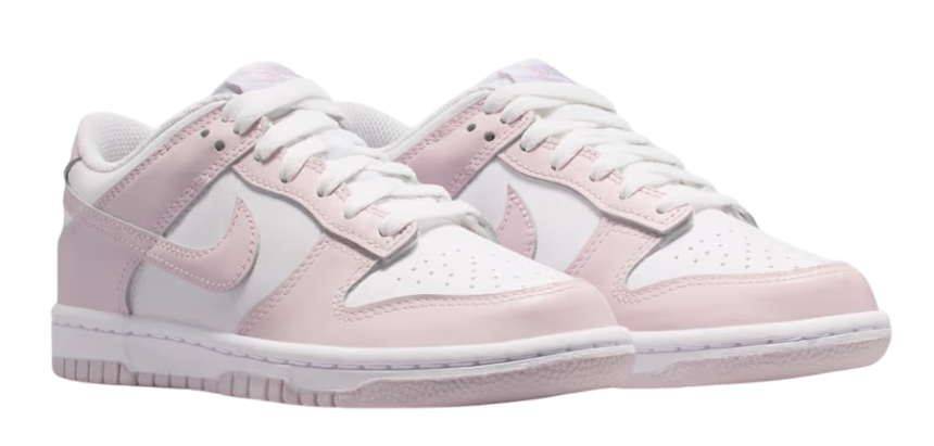 Pink and white sneakers on a white background