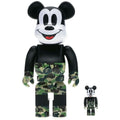 Bearbrick BAPE Mickey Mouse 100% & 400% Set Black Green Camo