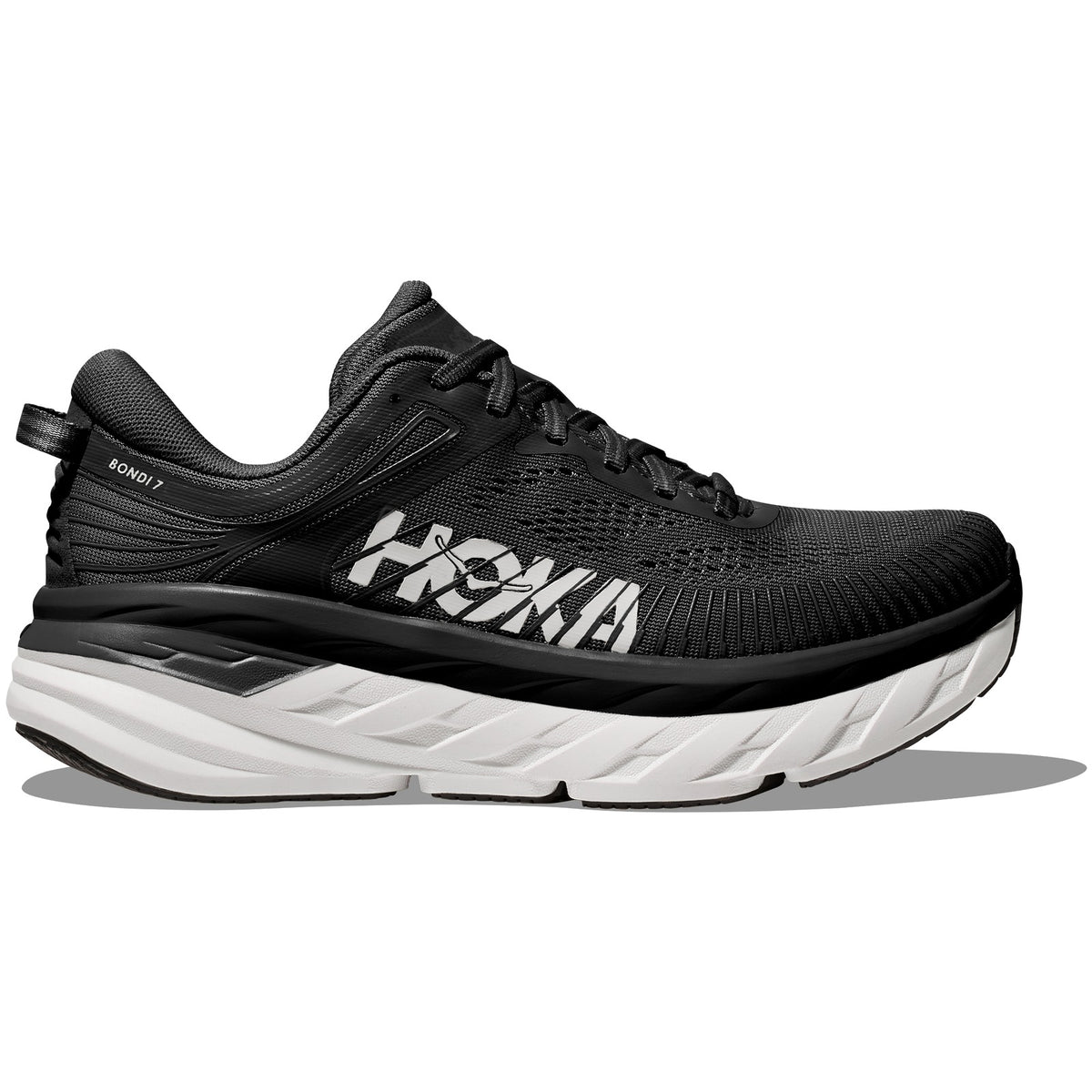 Hoka One One Bondi 7 Black White — side profile
