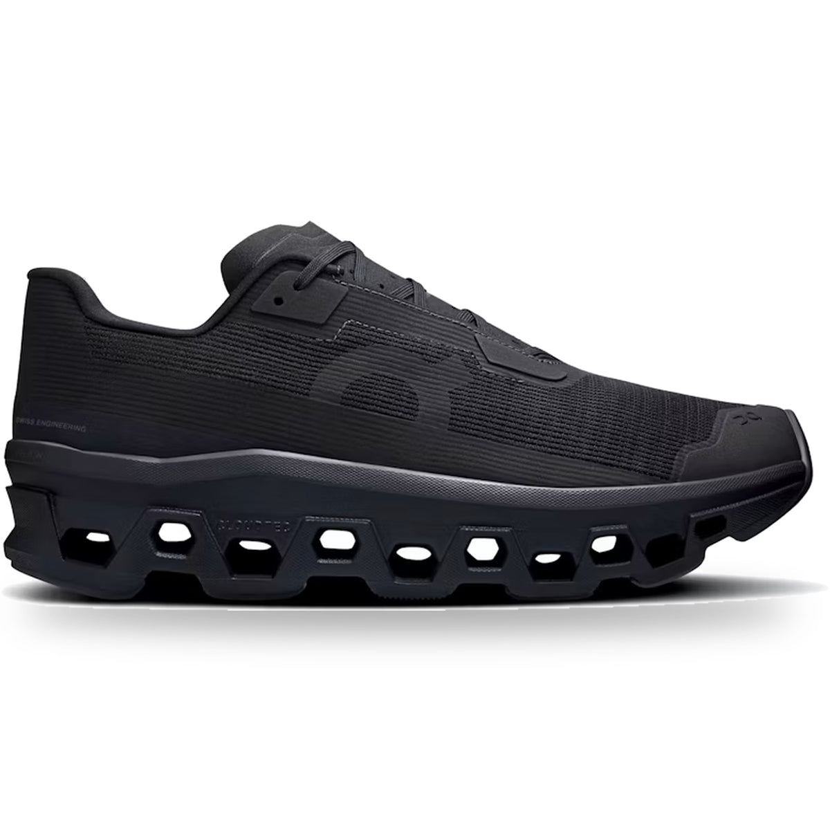 On Running Cloudmonster Void All Black, lateral side profile