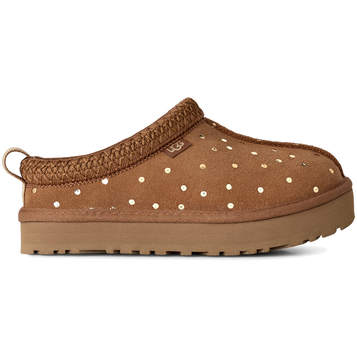 UGG Tazz Shiny Dots Slipper Chestnut (Big Kids) — side profile