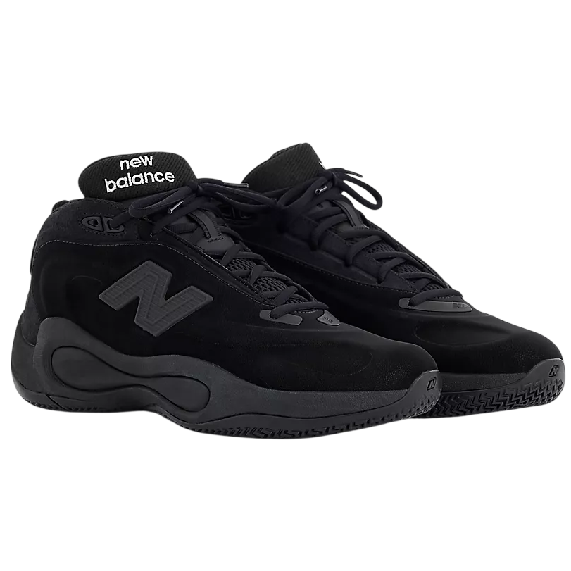 Black New Balance sneakers on a white background