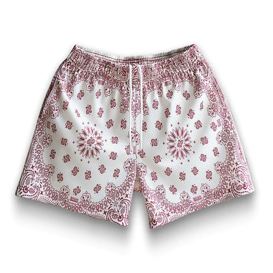 Bravest Studios Cream Red Paisley Shorts - Supra Sneakers